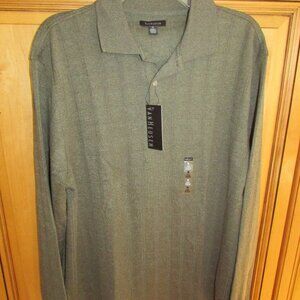 Van Heusen Mens Polo Sweater Deep Lichen Green Sz Medium Long Sleeves New tags